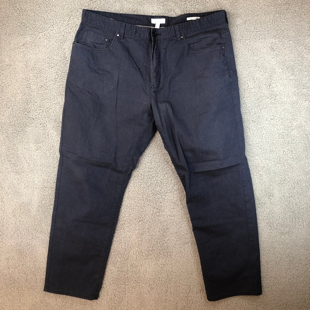 Calvin Klein Mens Slim Fit 5 Pocket Pants Navy Blue 38x30 Cotton Blend Trousers